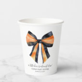 Halloween Black Orange Coquette Bow Babydusche Pappbecher (Vorderseite)