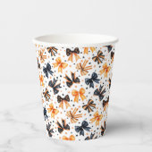 Halloween Black Orange Coquette Bow Pappbecher (Vorderseite)
