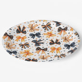 Halloween Black Orange Coquette Bow Pappteller (Schrägansicht)