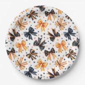 Halloween Black Orange Coquette Bow Pappteller (Vorderseite)