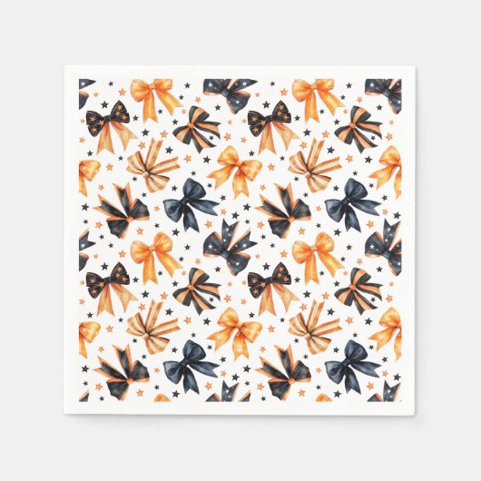 Halloween Black Orange Coquette Bow Serviette (Vorderseite)