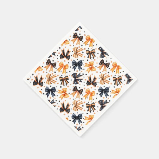 Halloween Black Orange Coquette Bow Serviette (Ecke)