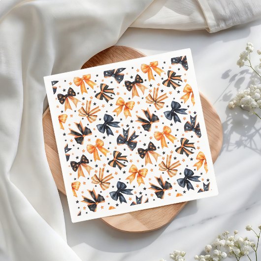 Halloween Black Orange Coquette Bow Serviette