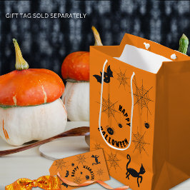 Halloween Black-Orange-Geschenktasche Mittlere Geschenktüte