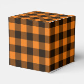 Halloween Black Orange Gingham Karo Pattern Geschenkschachtel (Rückseite)