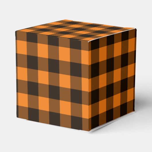 Halloween Black Orange Gingham Karo Pattern Geschenkschachtel (Rückseite)