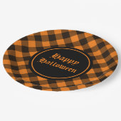 Halloween Black Orange Gingham Karo Pattern Pappteller (Schrägansicht)