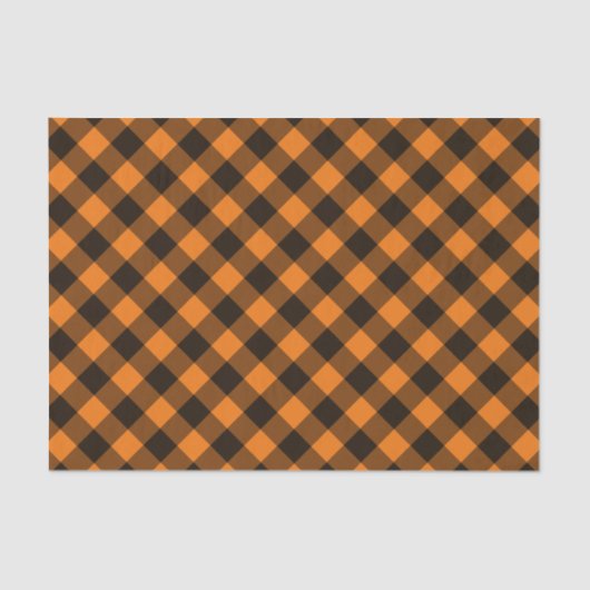 Halloween Black Orange Gingham Karo Pattern Seidenpapier (Vorderseite)