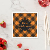 Halloween Black Orange Gingham Karo Pattern Serviette (Beispiel)