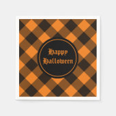 Halloween Black Orange Gingham Karo Pattern Serviette (Vorderseite)