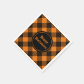 Halloween Black Orange Gingham Karo Pattern Serviette (Ecke)