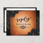 Halloween Black & Orange Gothic Reply PostCard Einladungspostkarte (Vorne/Hinten)