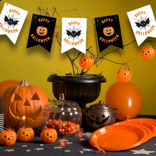 Halloween Black & Orange Party Bunting Fahnen Wimpelkette