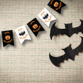 Halloween Black & Orange Party Bunting Fahnen Wimpelkette