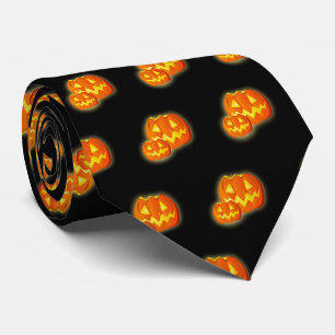 Halloween Black Orange Pumpkin Pattern Krawatte