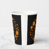 Halloween Black Orange Squares Name Spooky Drink Pappbecher (Links)