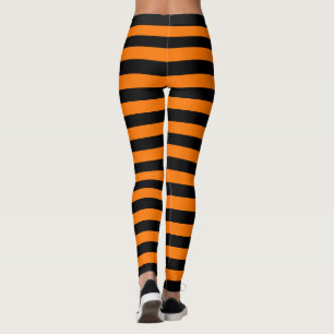 Halloween Black Orange Stripes Party Leggings