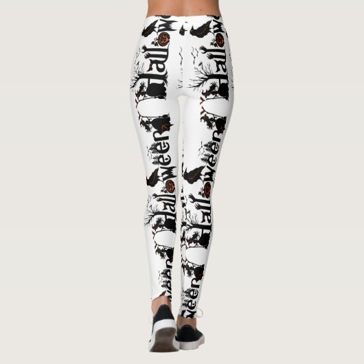 Halloween Black & Orange Typografy Concept Leggings (Rückseite)