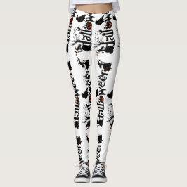 Halloween Black & Orange Typografy Concept Leggings