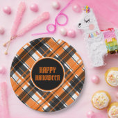Halloween Black Orange und White Kariert Pappteller (Party)