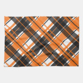 Halloween Black Orange White Kariert Geschirrtuch (Horizontal)