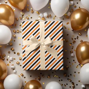 Halloween Black Orange White Stripes Patterngesche Geschenkpapier