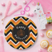 Halloween Black Orange White Zigzags Pappteller (Party)