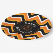 Halloween Black Orange White Zigzags Pappteller (Schrägansicht)