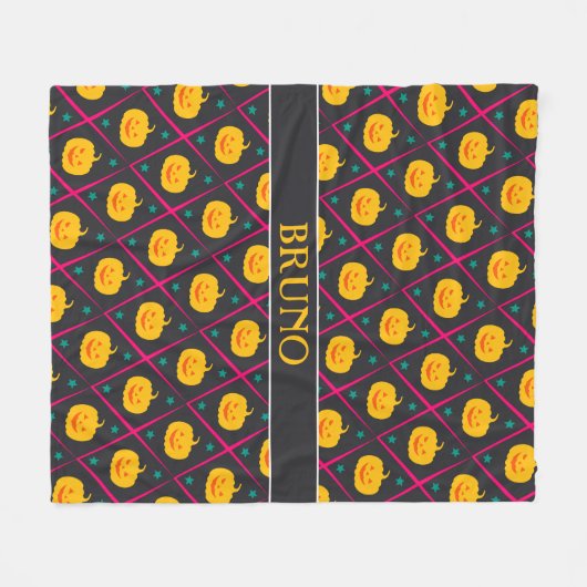 Halloween Black Pink Minimal Muster Fleecedecke (Vorderseite (Horizontal))