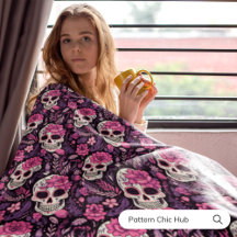 Halloween Black & Pink Sugar Skull Moderner Vintag