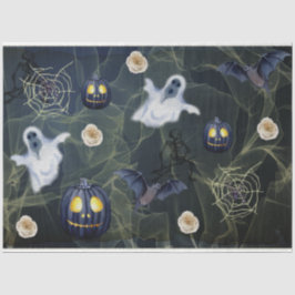 Halloween Black Pumpkin, Geister und Spider Web Seidenpapier