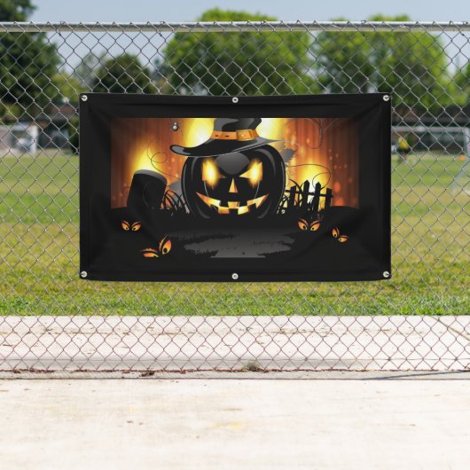 Halloween Black Pumpkin mit Hexenhut Banner (Insitu)