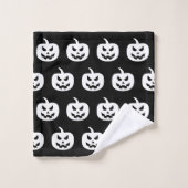 Halloween Black Pumpkins Muster Spooky Beängstigen Badhandtuch Set (Waschlappen)