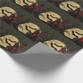 Halloween Black Red Spuk House Bat Full Moon Geschenkpapier (Ecke)