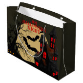 Halloween Black Red Spuk House Bat Full Moon Große Geschenktüte (Rückseite Schrägansicht)