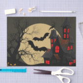 Halloween Black Red Spuk House Bat Full Moon Seidenpapier (Handwerk)