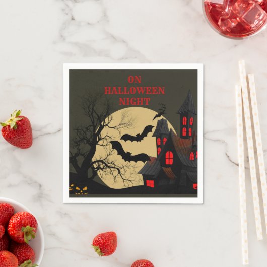 Halloween Black Red Spuk House Bat Full Moon Serviette (Beispiel)