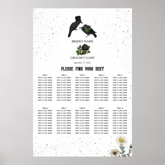 Halloween Black Rose Crows Hochzeitsskizze Poster (Vorne)