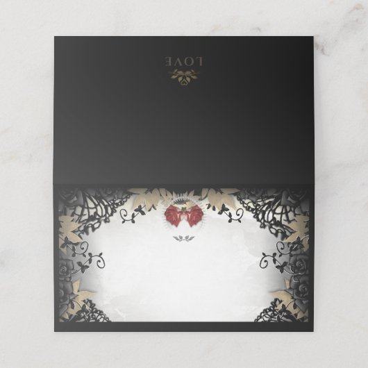 Halloween Black Rose Elegant Blank Platzkarte (Außenseite Aufgefaltet)