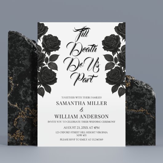 Halloween Black Rose Gothic Wedding Einladung