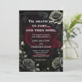 Halloween Black Rose Gothic Wedding Einladung (Stehend Vorderseite)