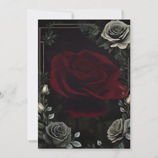 Halloween Black Rose Gothic Wedding Einladung (Rückseite)