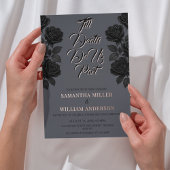 Halloween Black Rose Gothic Wedding Foil Folieneinladung