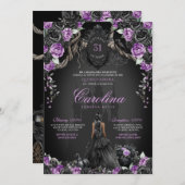 Halloween Black Rose Lila Princess Quinceanera Einladung (Vorne/Hinten)