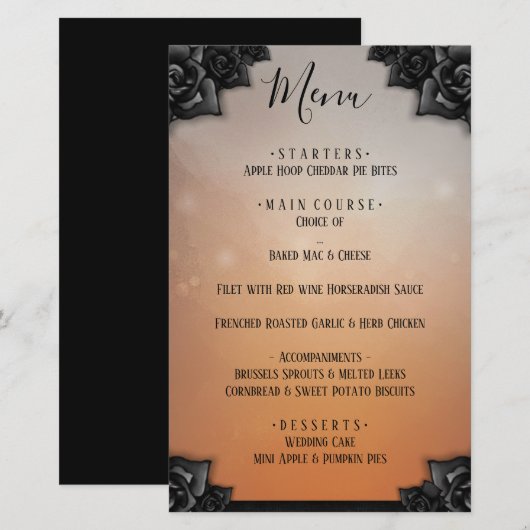 Halloween Black Rose & Orange Menu (Vorne/Hinten)
