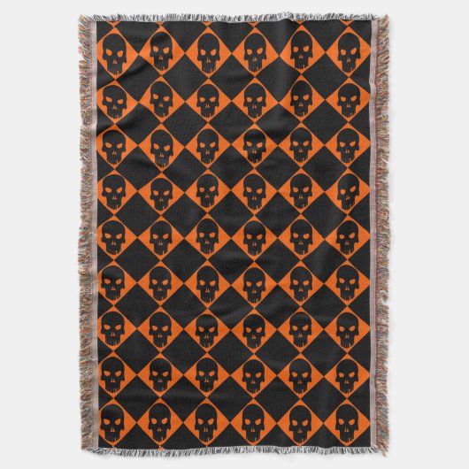 Halloween Black Skull Throw Blanket Decke (Vorderseite Vertikal)