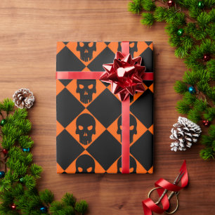 Halloween Black Skull Wrapping Paper Geschenkpapier