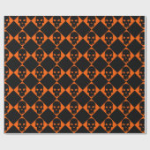 Halloween Black Skull Wrapping Paper Geschenkpapier (Flach)