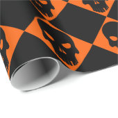 Halloween Black Skull Wrapping Paper Geschenkpapier (Rolleneckpunkt)