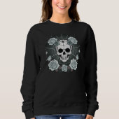 Halloween Black Skulls & Rose Spooky Sweatshirt (Vorderseite)